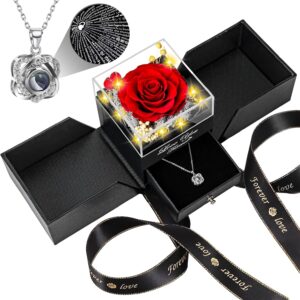 Rose with Heart Necklace