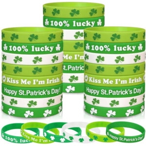 24PCS Shamrock Rubber Bracelets